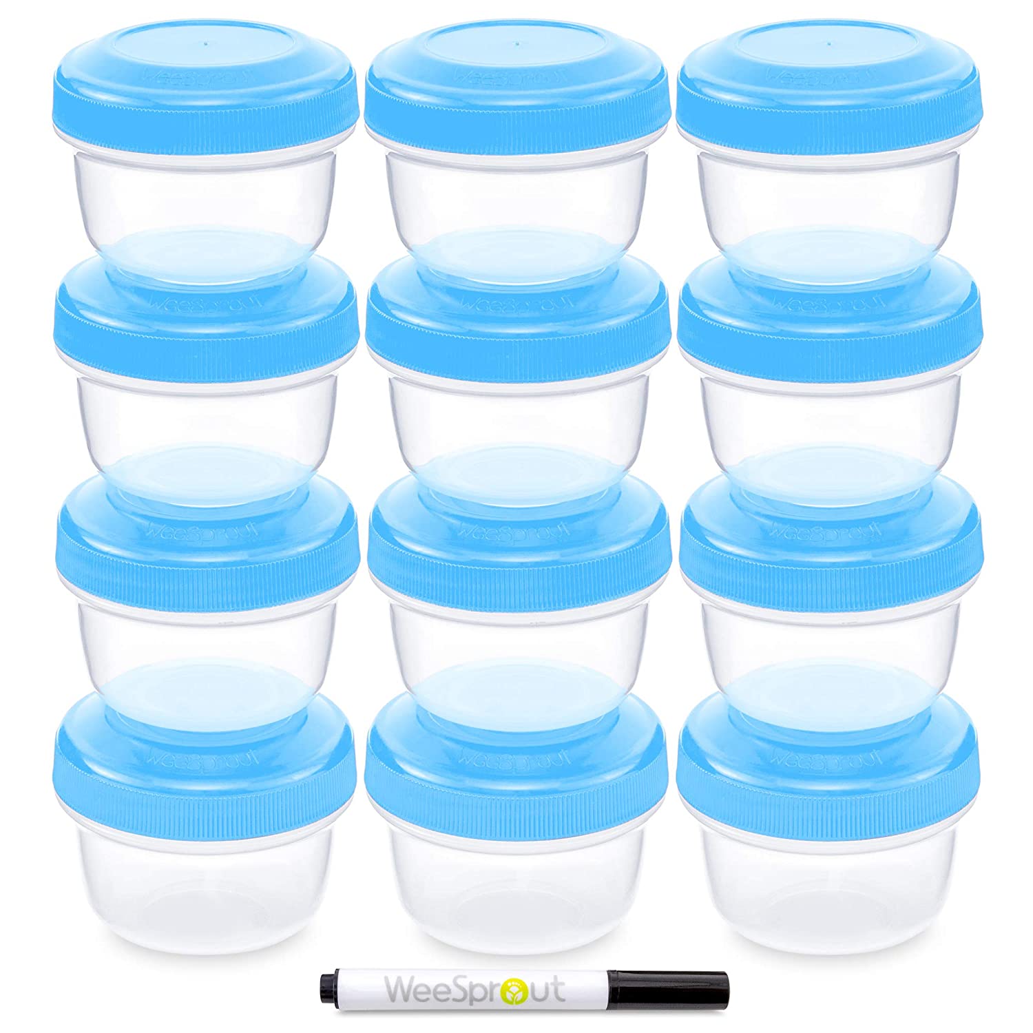 WeeSprout Baby Food Storage Containers | Set of 12 Small Reusable 4oz Jars