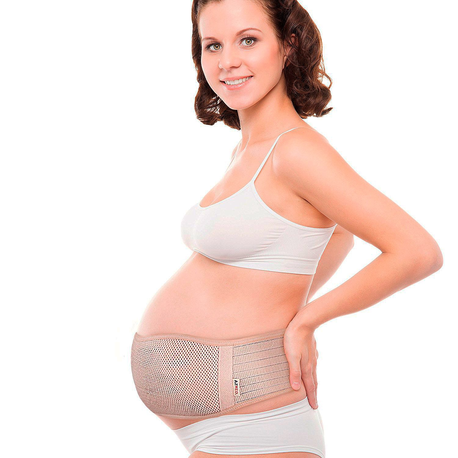 AZMED Maternity Belt, Breathable Abdominal Binder, Back Support, One Size, Beige