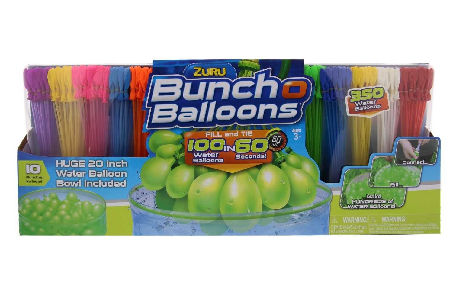 ZURU Bunch O Balloons, Fill in 60 Seconds, 350 Water Balloons, 20" Water Balloon Bowl Included