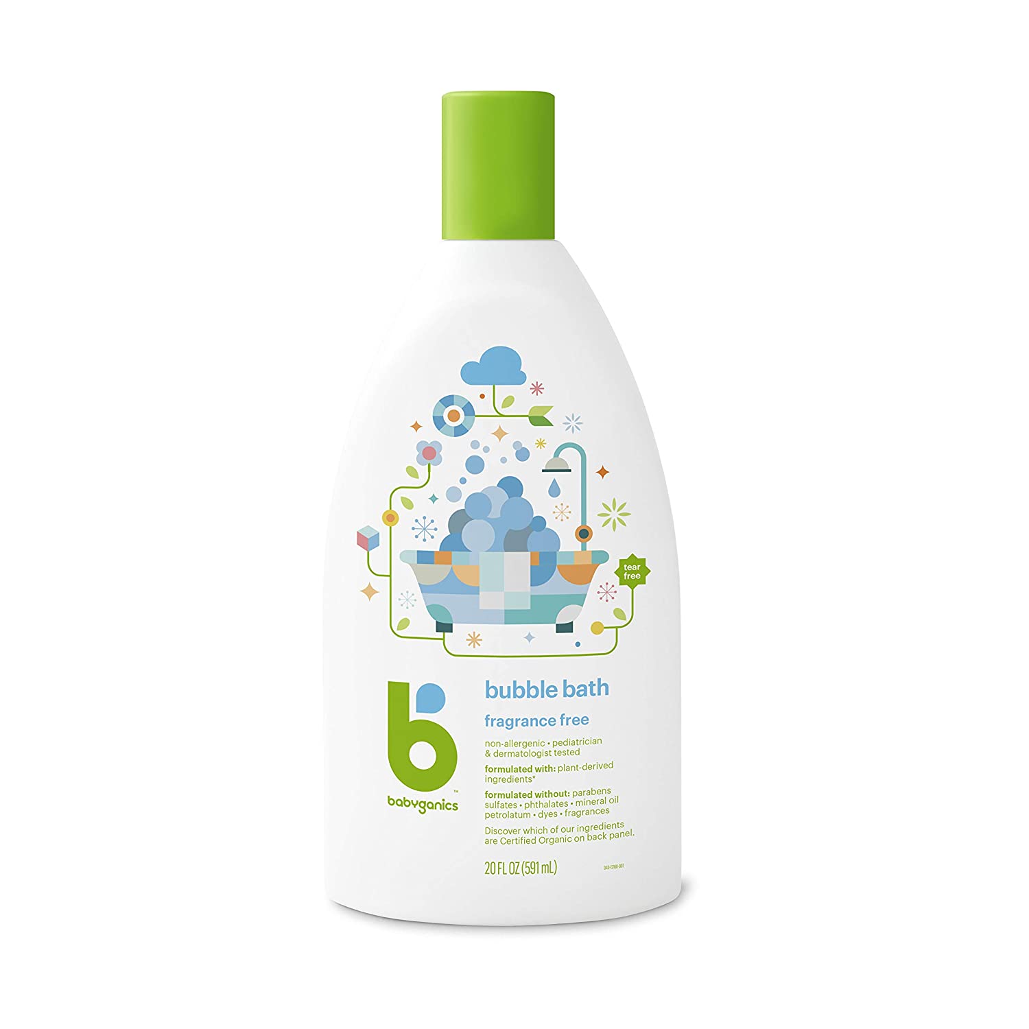 Babyganics Baby Bubble Bath, Fragrance Free, 20oz Bottle