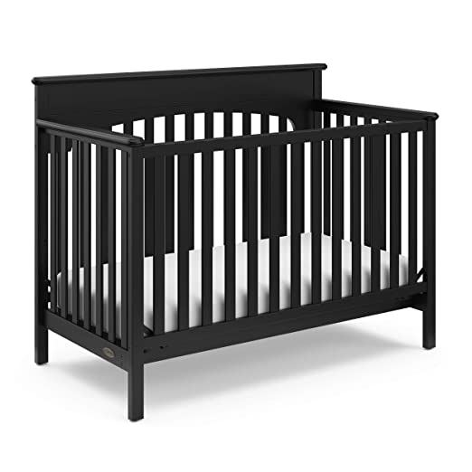 Graco Lauren 4-in-1 Convertible Crib, Black, Easily Converts to Toddler Bed, Day Bed or Full Bed, 3 Position Adjustable Height Mattress (Mattress Not Included)