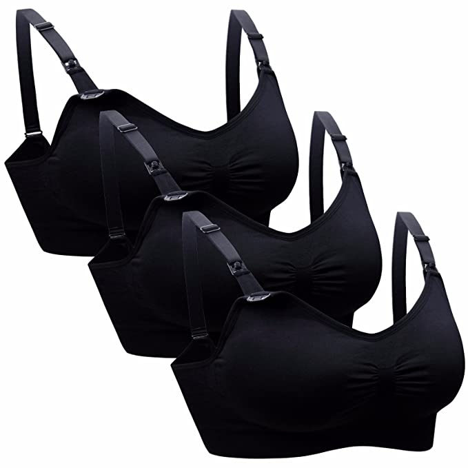 Daisity Womens Seamless Sleep Nursing Bra for Breastfeeding Clip Down Maternity Bras Pack of 3