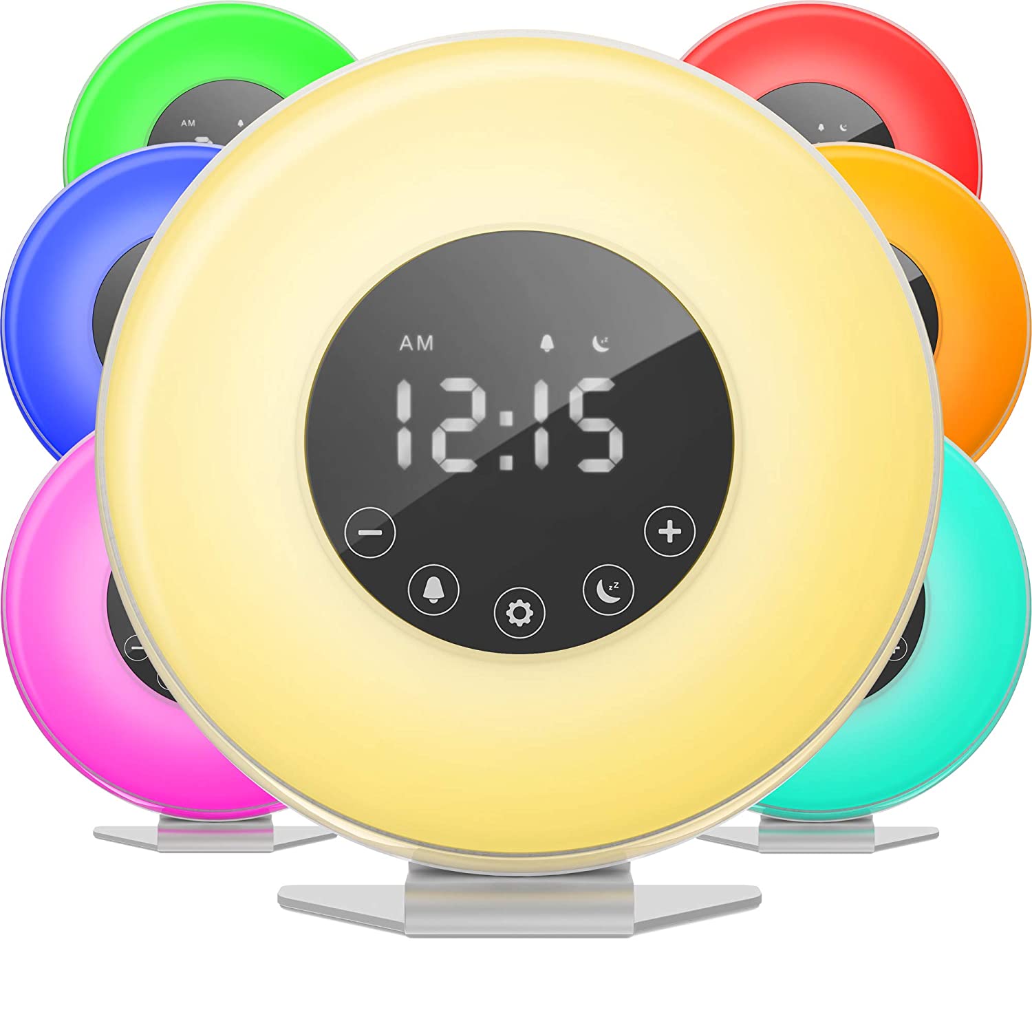 hOmeLabs Sunrise Alarm Clock - Digital LED Clock with 6 Color Switch and FM Radio for Bedrooms - Multiple Nature Sounds Sunset Simulation & Touch Control