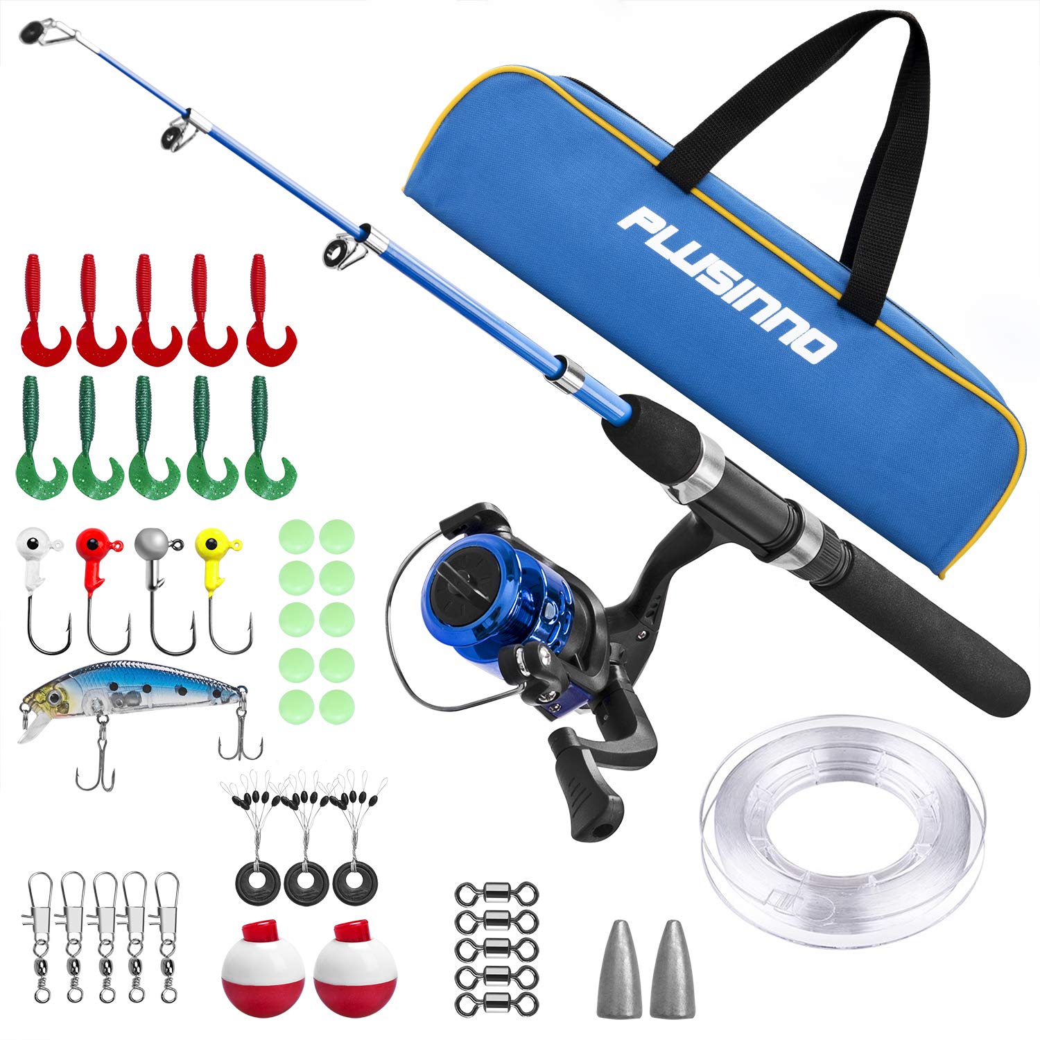 Kids Fishing Pole,Light and Portable Telescopic Fishing Rod and Reel Combos for Youth Fishing by PLUSINNO