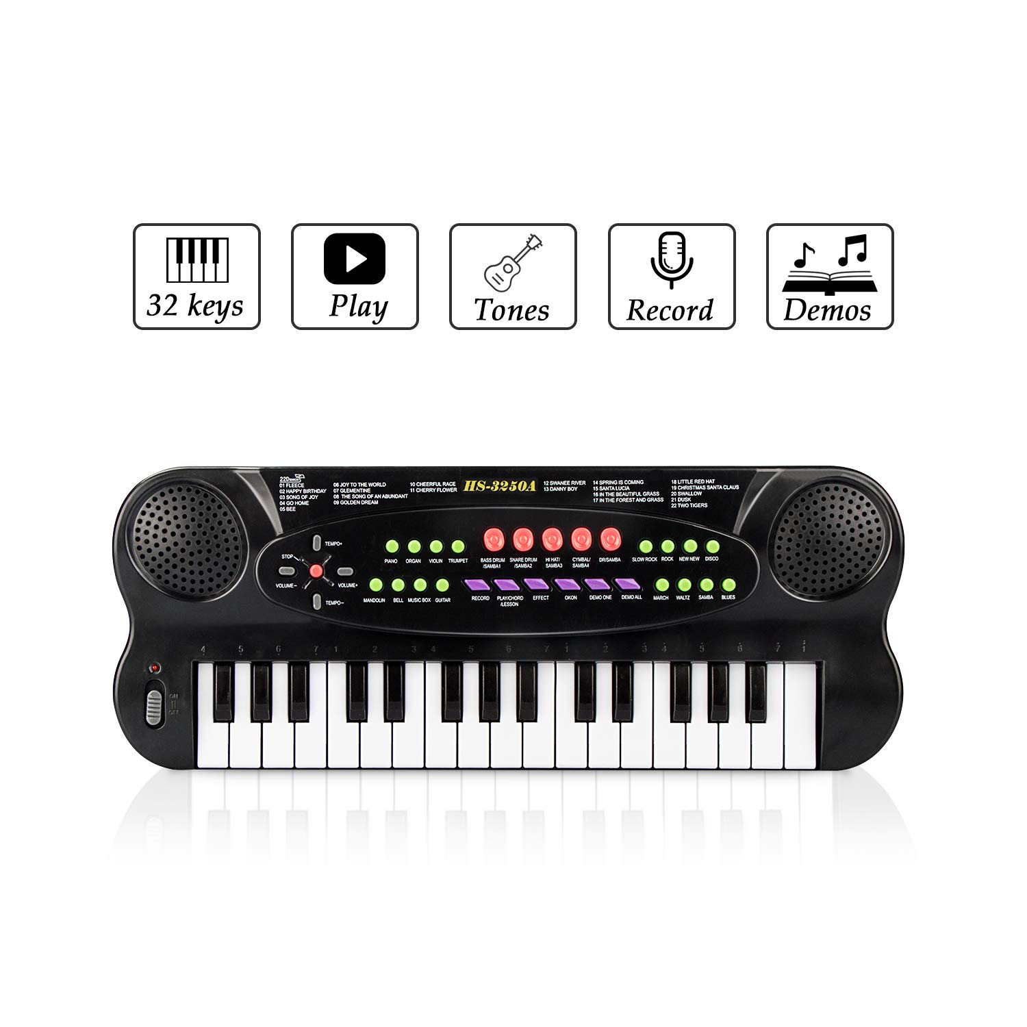 JINRUCHE Piano Keyboard Toy for Kids 32 Keys Multifunctional Toy Piano with Microphone for Baby Birthday Gift Toy for 2-6 Year Old Toddlers (Black)