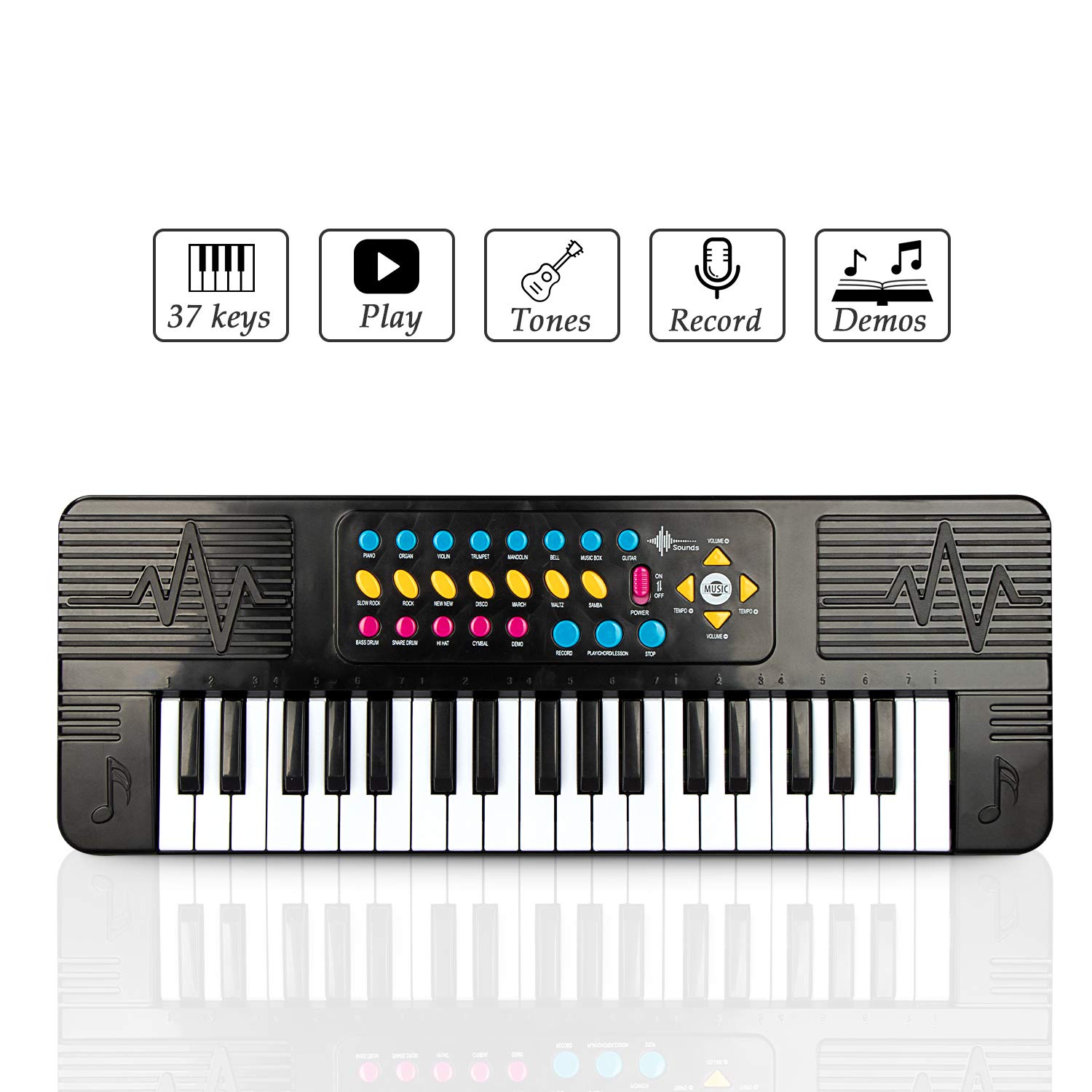 SAOCOOL Piano for Kids , 37 Keys Kids Piano Keyboard Multi-Function Electronic Organ Musical Keyboard Learning Educational Toy for You Children (Black)