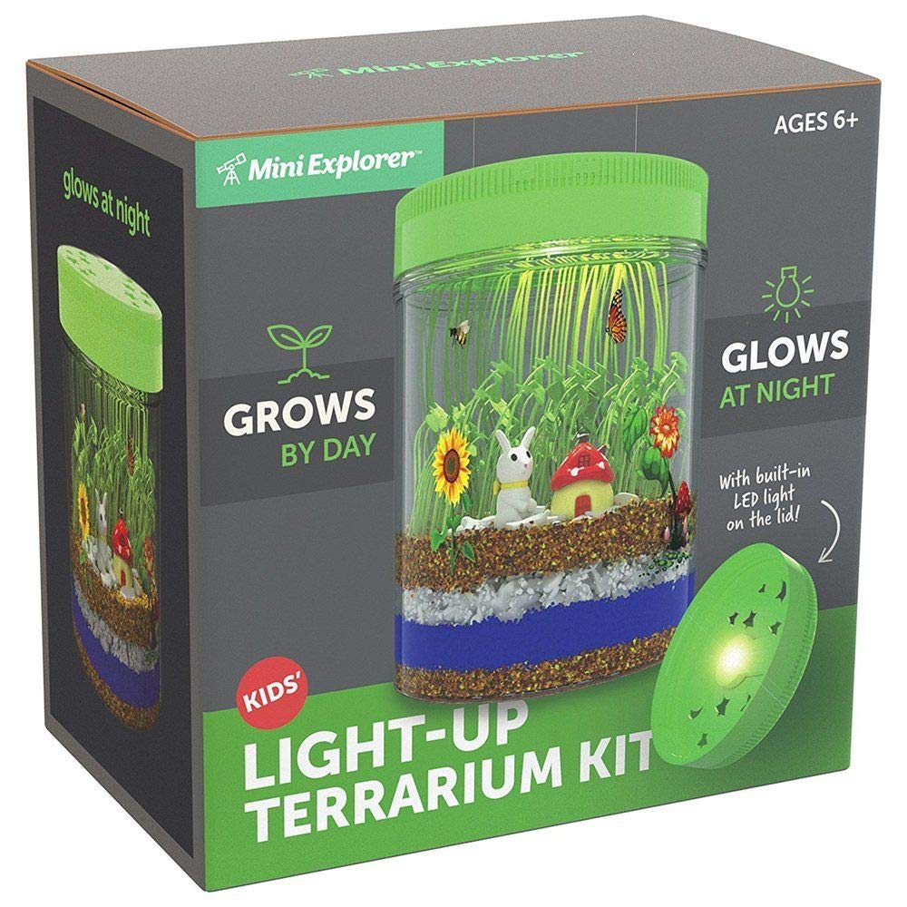 Mini Explorer Light-up Terrarium Kit for Kids with LED Light on Lid