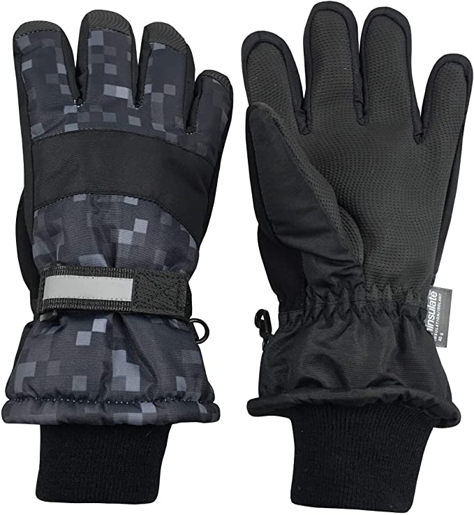 N'Ice Caps Kids Cold Weather Waterproof Camo Print Thinsulate Ski Gloves