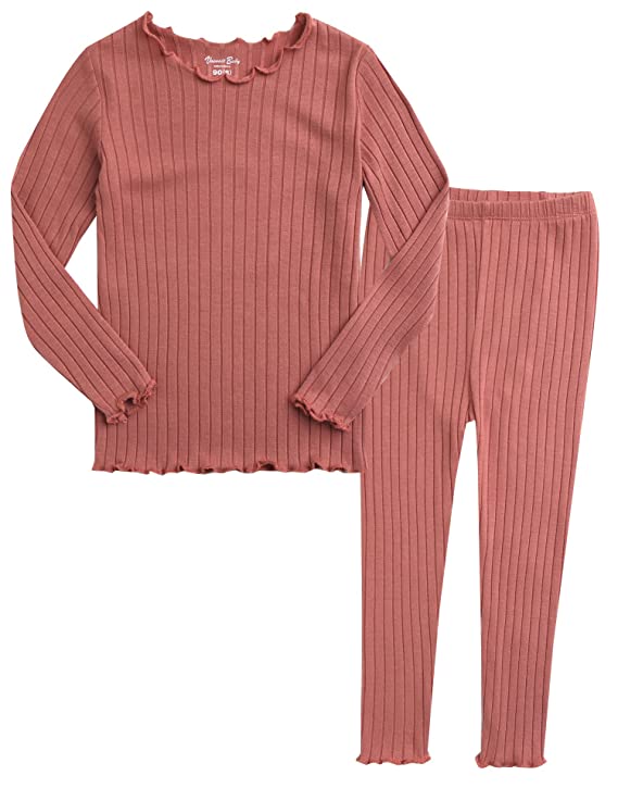 Vaenait Baby 12M-7T Kids Unisex Girls & Boys Soft Comfy Modal Tencel Shirring Sleepwear Pajamas 2pcs Set
