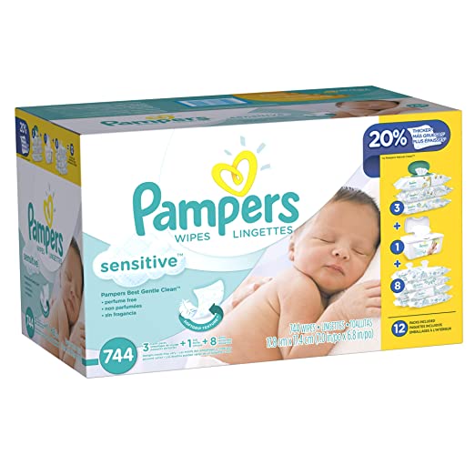 Pampers Sensitive Wipes, 744 Count