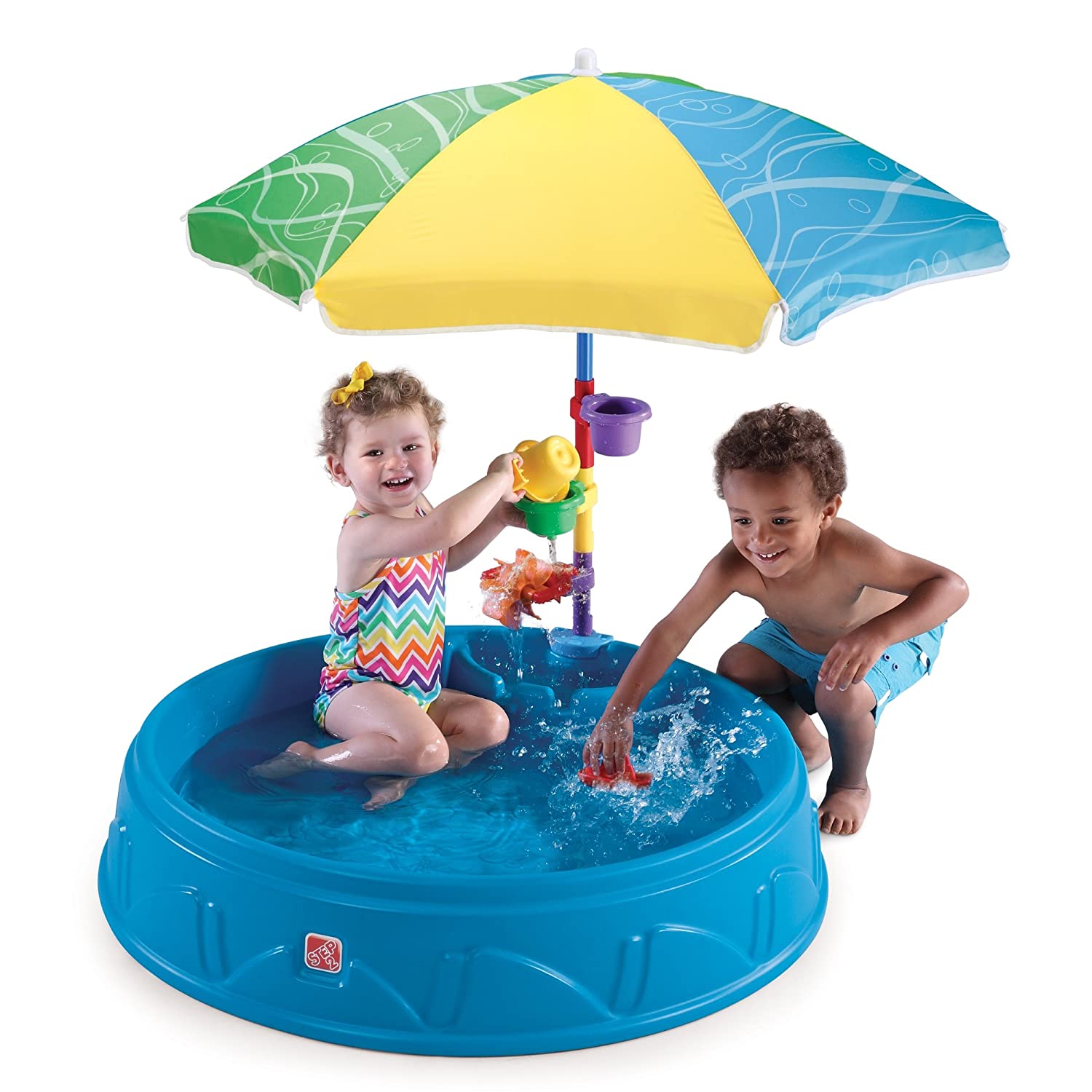 Step2 Play & Shade Pool | Kids Outdoor Pool with Umbrella & Water Toy Accessories