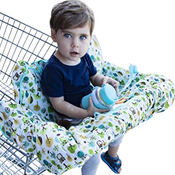 Shopping Cart Cover for Baby or Toddler - 2-in-1 High Chair Cover - Best 100% Germ Protection - Unisex Design for Boy or Girl - Fits Large Carts - Machine Washable - Folds Into Compact Carry Bag - Owl