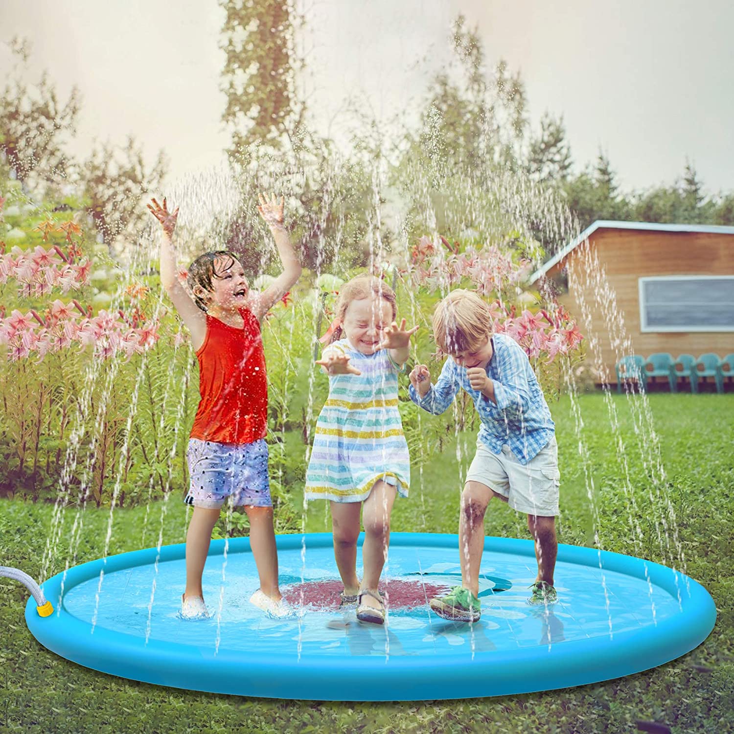 Jasonwell Sprinkle & Splash Play Mat 68" Sprinkler for Kids Outdoor Water Toys Fun for Toddlers Boys Girls Children Outdoor Party Sprinkler Toy Splash Pad