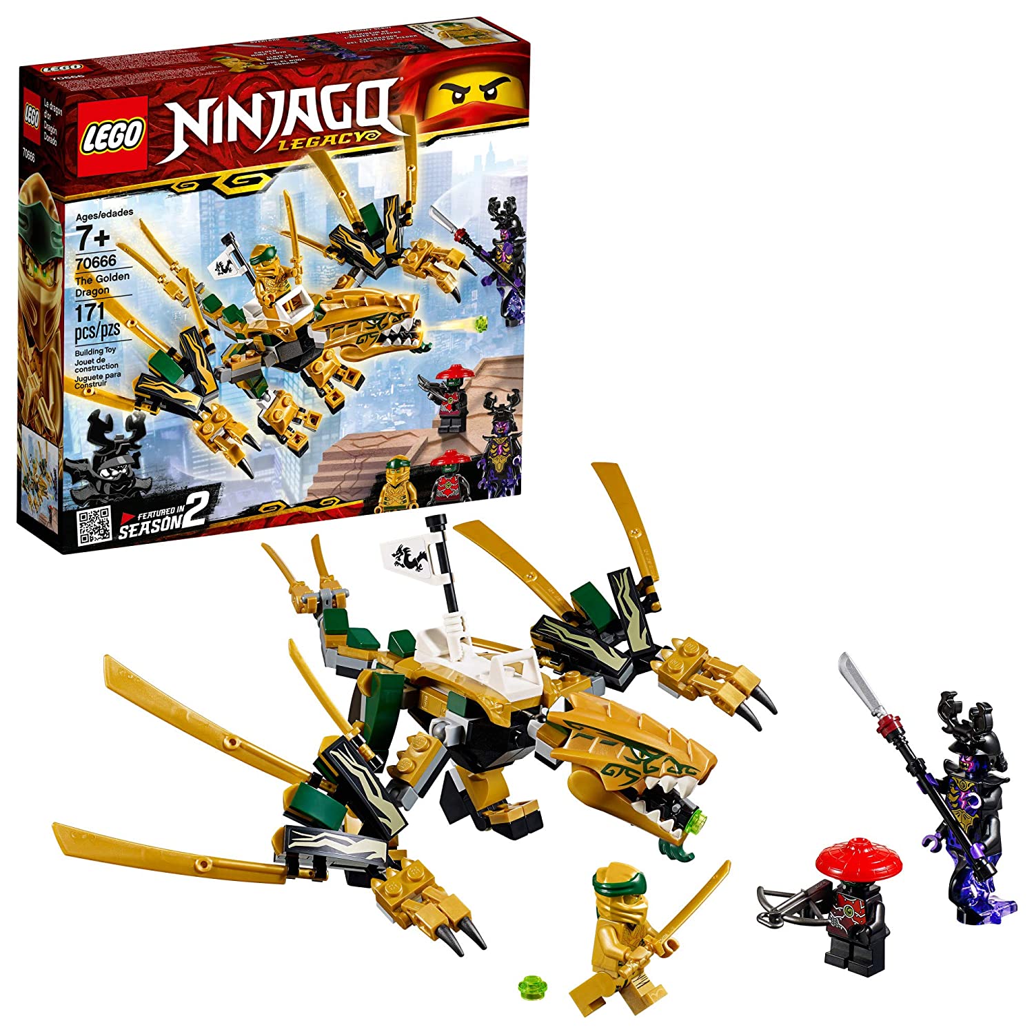 LEGO NINJAGO Legacy Golden Dragon 70666 Building Kit, New 2019 (171 Pieces)