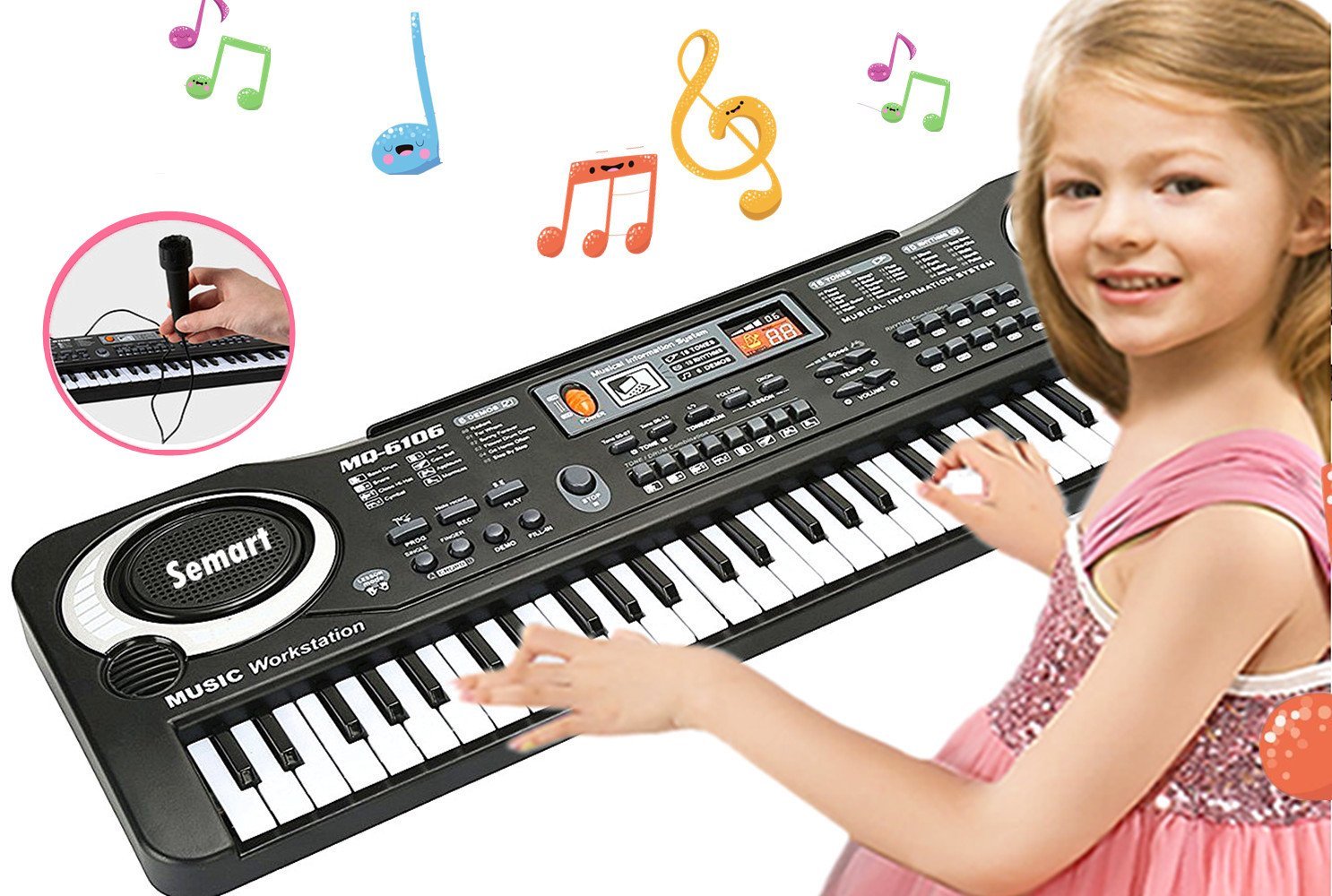 SEMART Piano Keyboard Music Piano Electric Keyboards for kids Musical Instrument USB multi-function