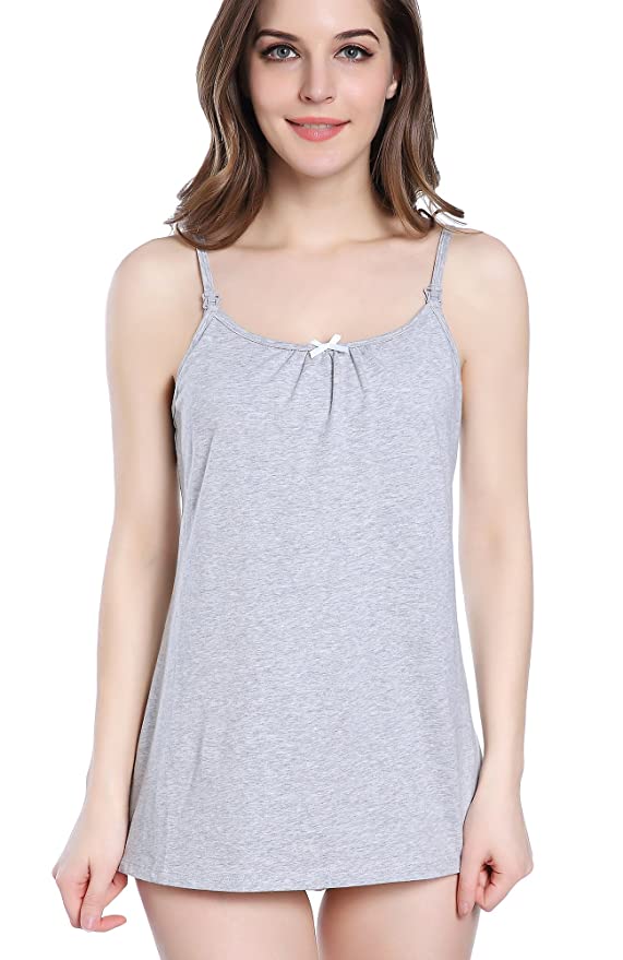 Intimate Portal Women Snuggle-Touch Cotton Maternity Nursing Cami Tank Tops