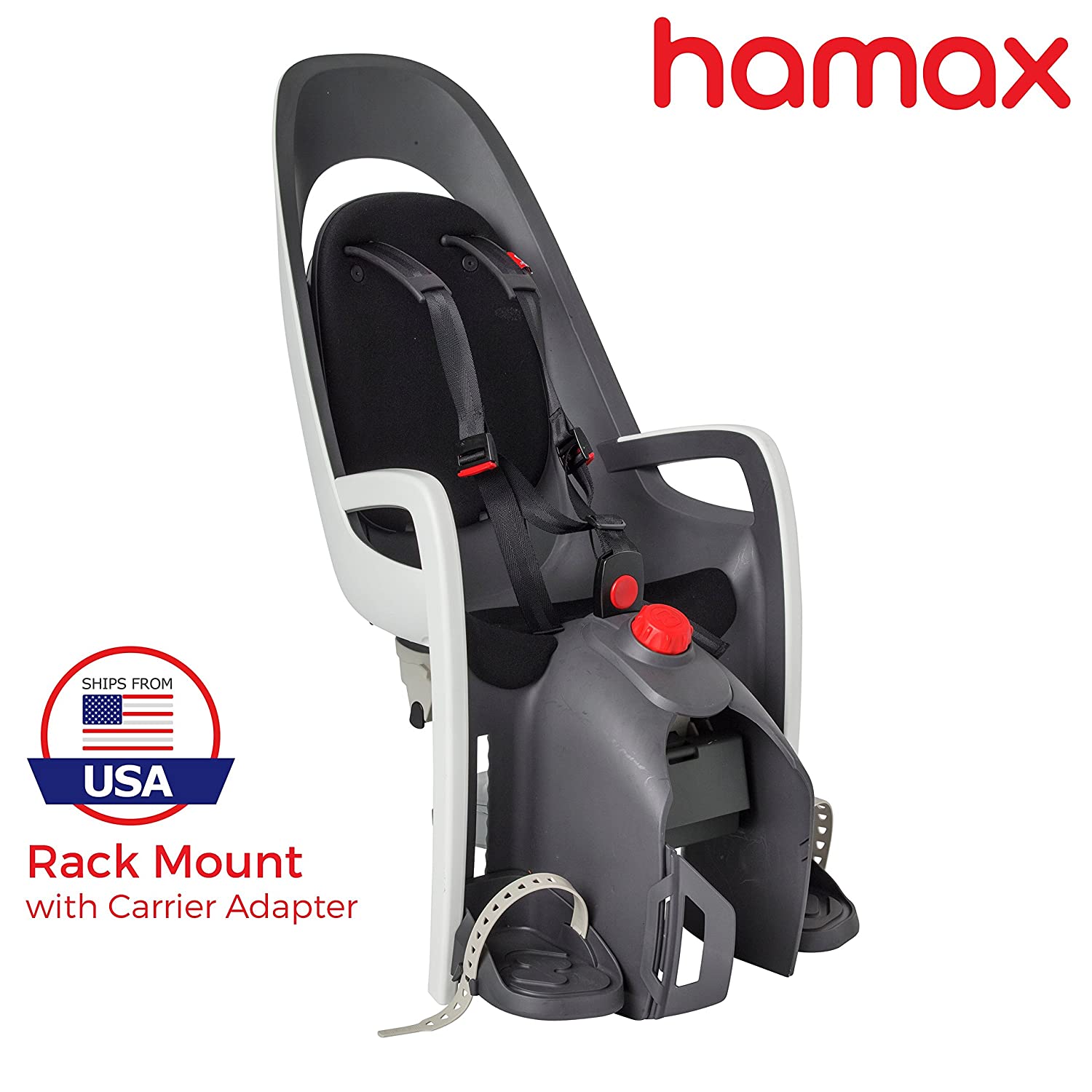 Hamax Caress Child Bike Seat, Ultra-Shock Absorbing Frame or Rack Rear Mount