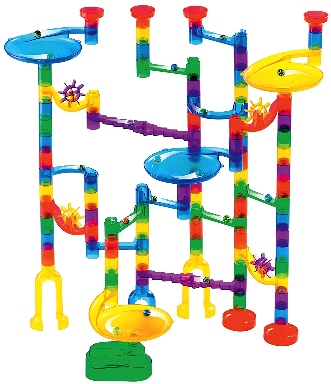 Marble Genius Marble Run Starter Set - 130 Complete Pieces + Free Instruction App (80 Translucent Marbulous Pieces + 50 Glass Marbles)