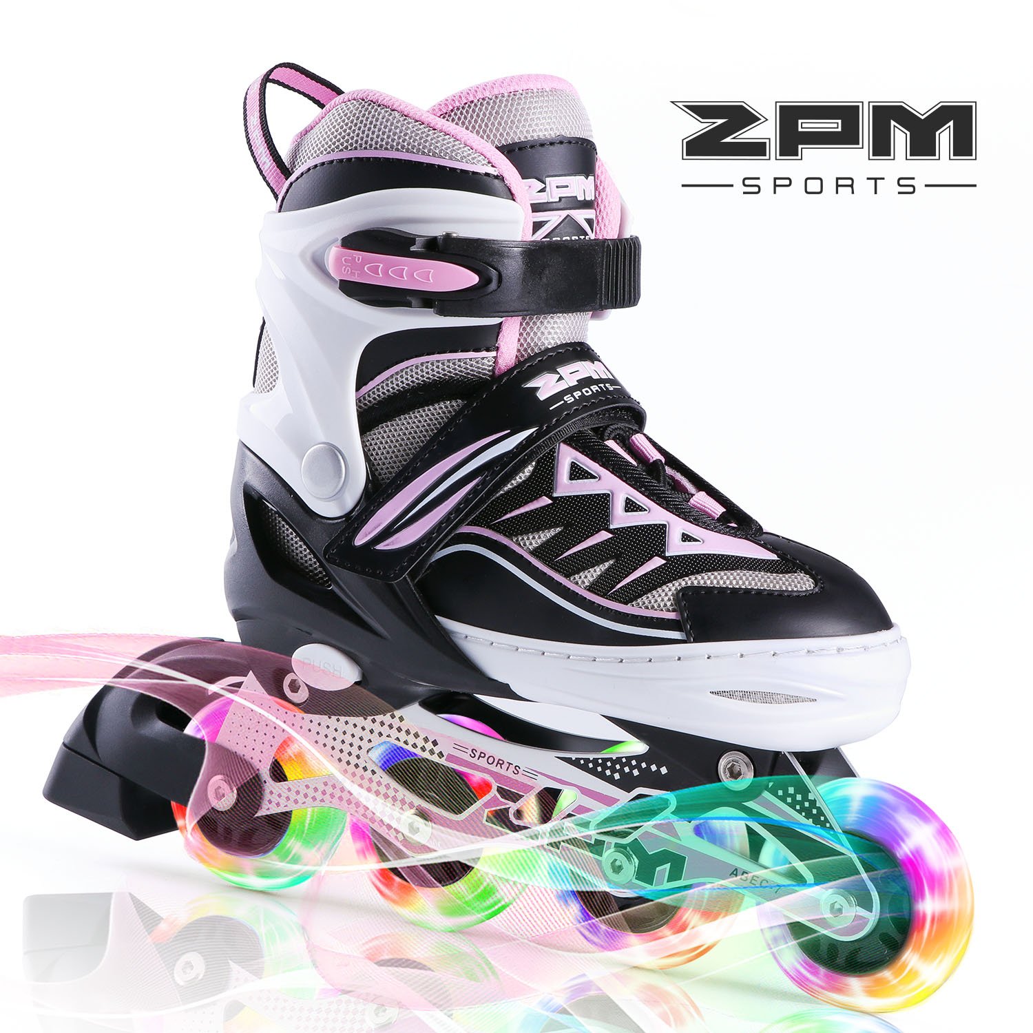 2PM SPORTS Cytia Pink Girls Adjustable Illuminating Inline Skates