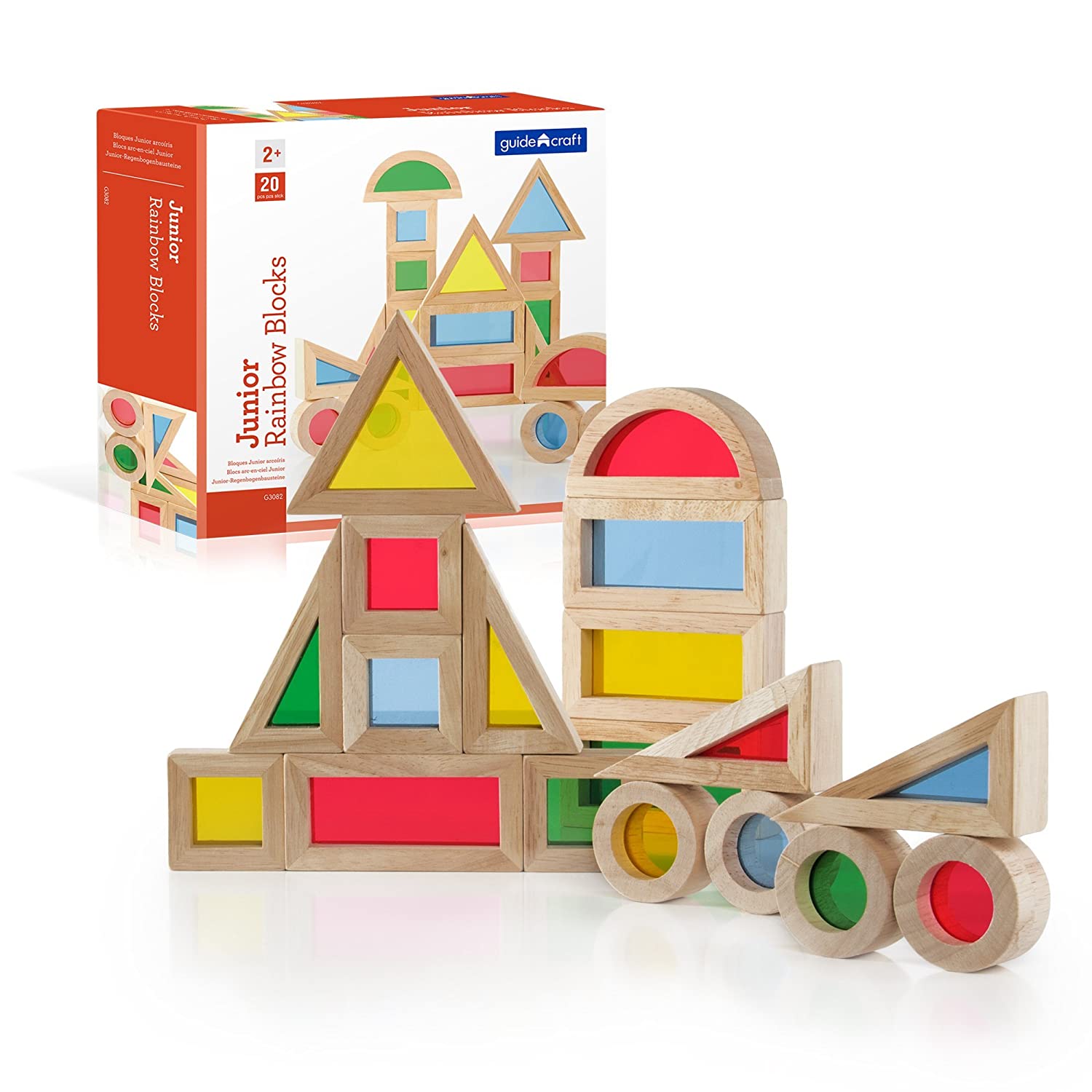 Guidecraft Jr. Rainbow Blocks 20 Piece Set