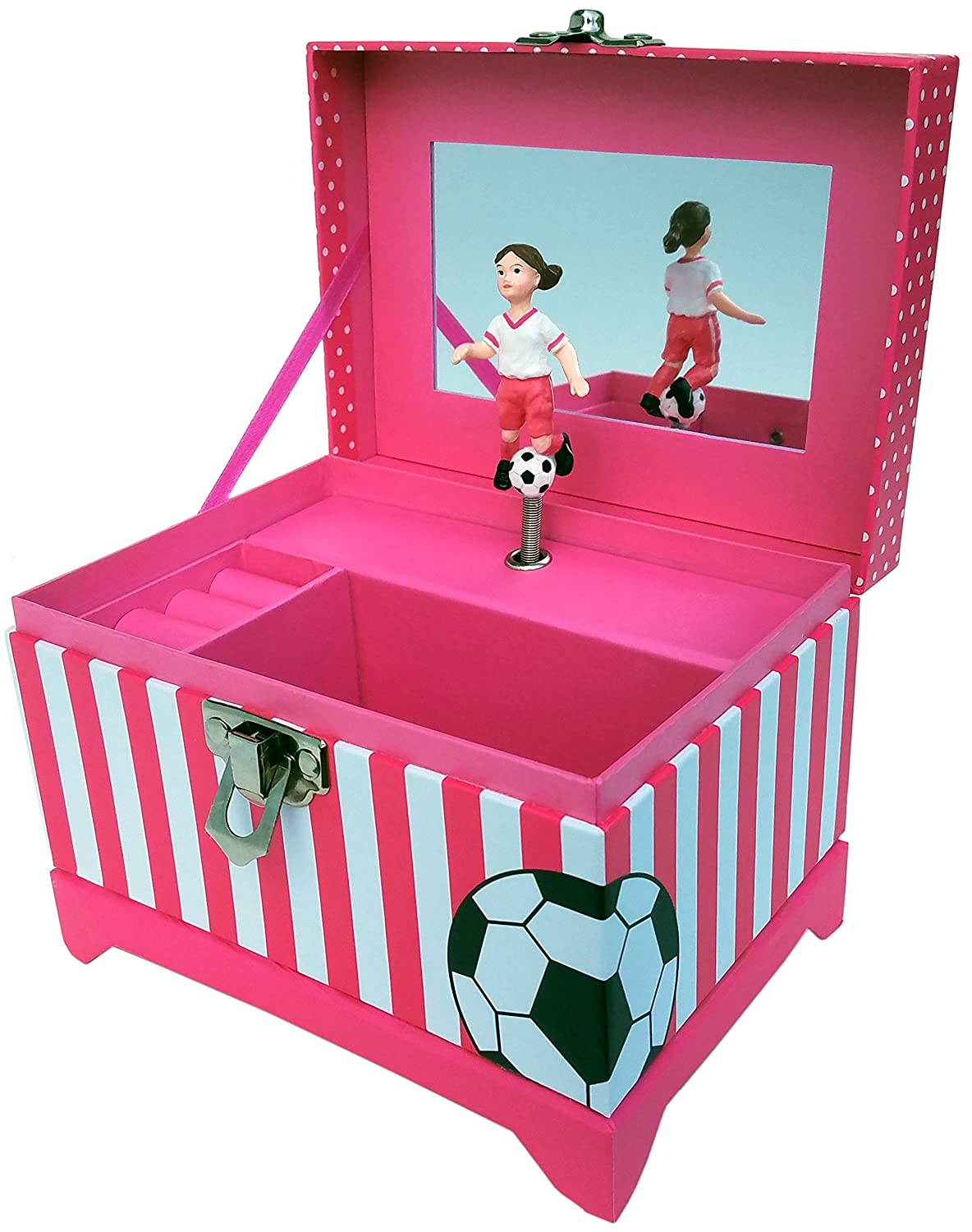 Just Like Me Soccer Player Musical Jewelry Box (Brown Hair Figurine)
