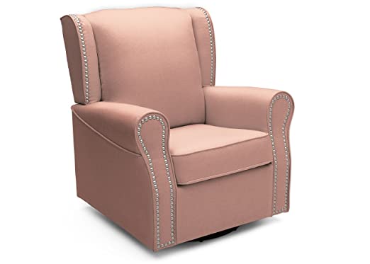 Delta Children Middleton Upholstered Glider Swivel Rocker Chair, Blush