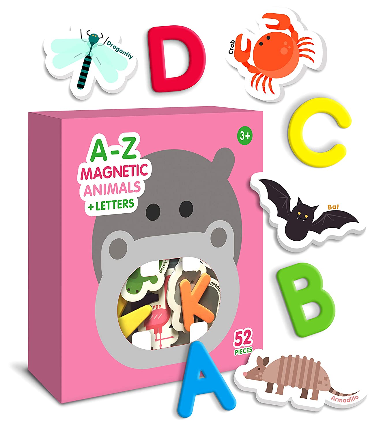 Curious Columbus Animal Magnets For Kids. Includes Alphabet Letters. Set of 52 Pieces
