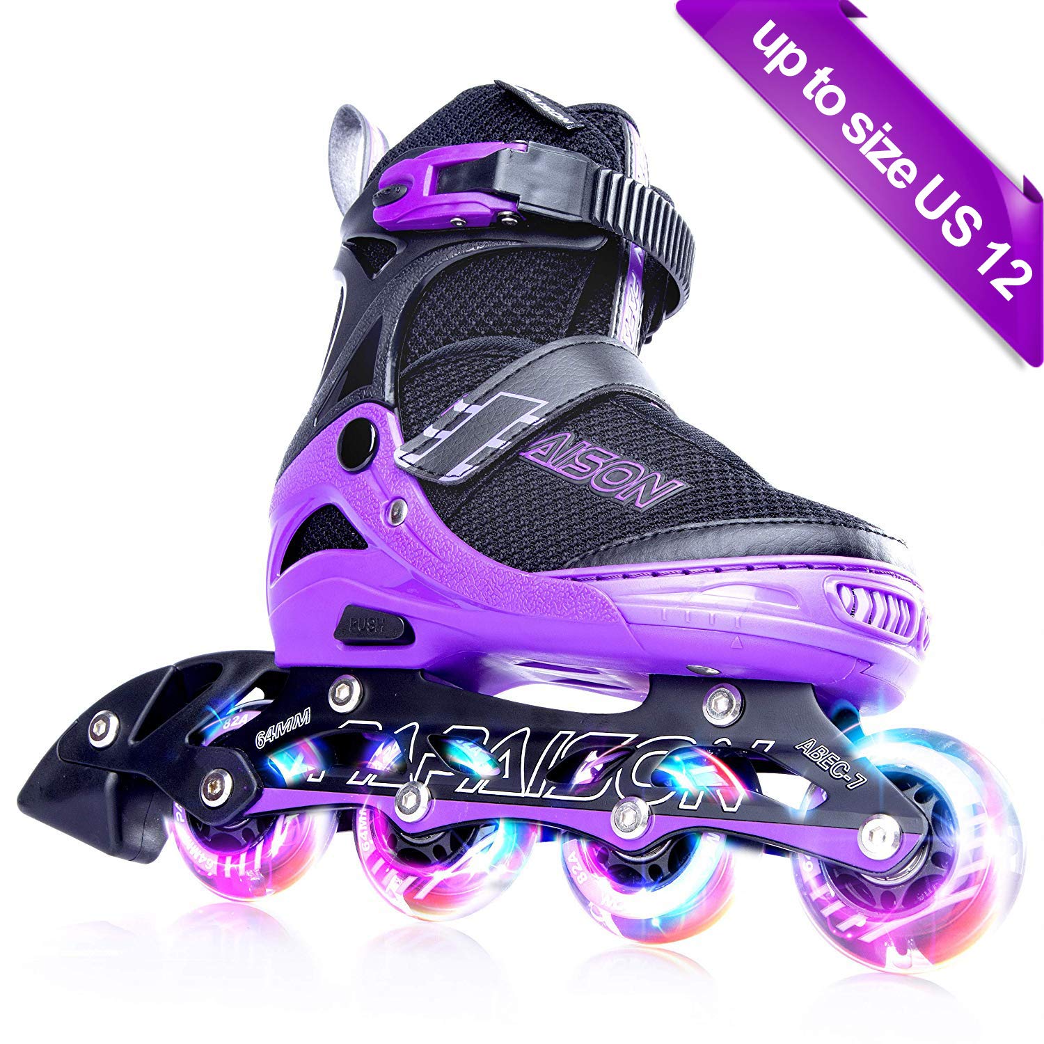 PAPAISON Adjustable Inline Skates for Kids and Adults with Full Light Up LED Wheels