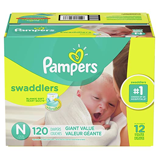 Diapers Newborn / Size 0 (< 10 lb), 120 Count - Pampers Swaddlers Disposable Baby Diapers Size Newborn, 120 Count, ONE MONTH SUPPLY