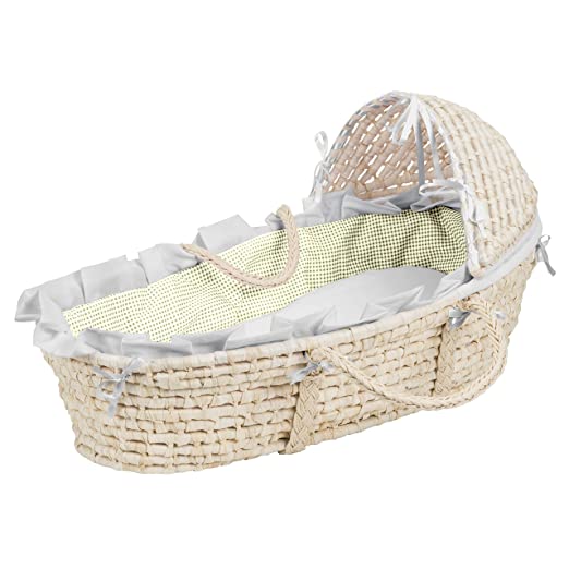 Hooded Baby Moses Basket with Liner, Sheet, and Pad