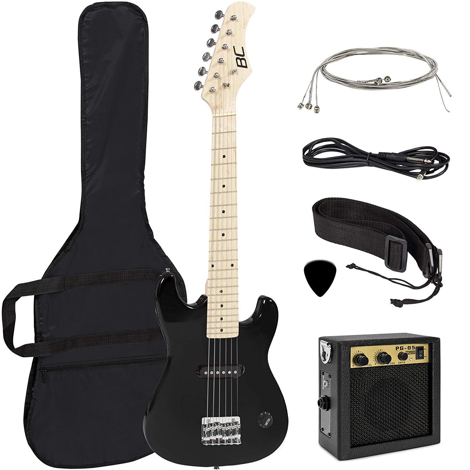 Best Choice Products 30in Kids 6-String Electric Guitar Musical Instrument Starter Kit w/ 5W Amplifier, Shoulder Straps, Nylon Carrying Bag, Strings, Picks - Black