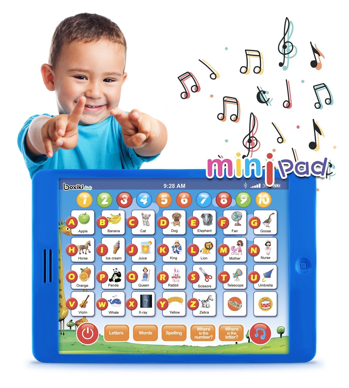 Boxiki kids Learning Pad Fun Kids Tablet with 6 Toddler Learning Games Early Child Development Toy for Number Learning