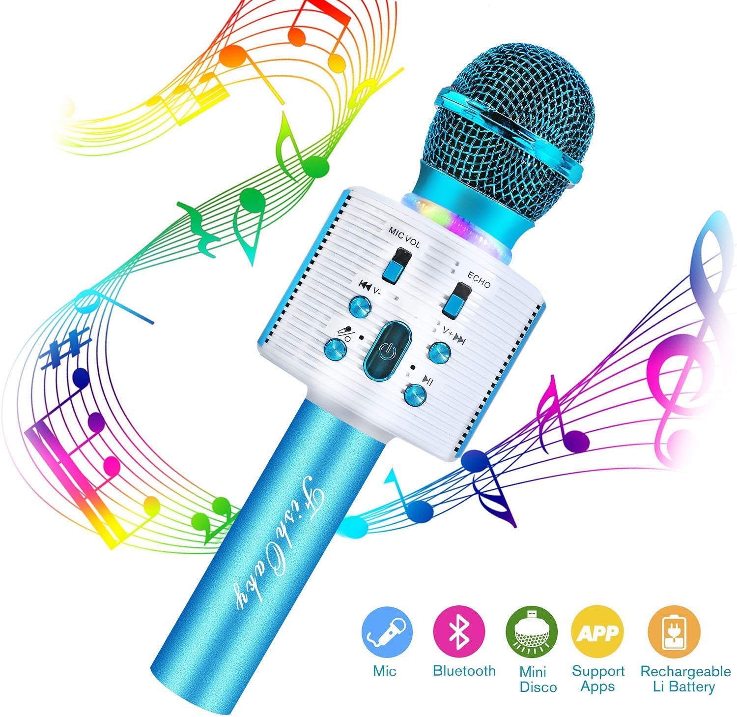 FishOaky Wireless Bluetooth Karaoke Microphone