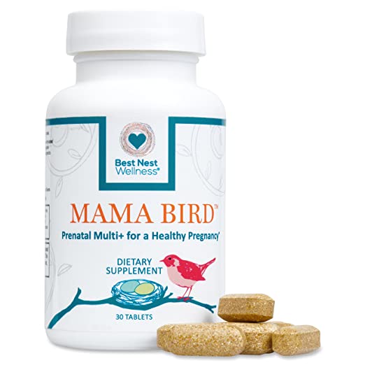 Mama Bird Prenatal Multivitamin, Methylfolate (Folic Acid), Methylcobalamin (B12), 100% Natural Whole Food Organic Herbal Blend, Vegan, Once Daily Prenatal Vitamins, 30 Ct, Best Nest Wellness