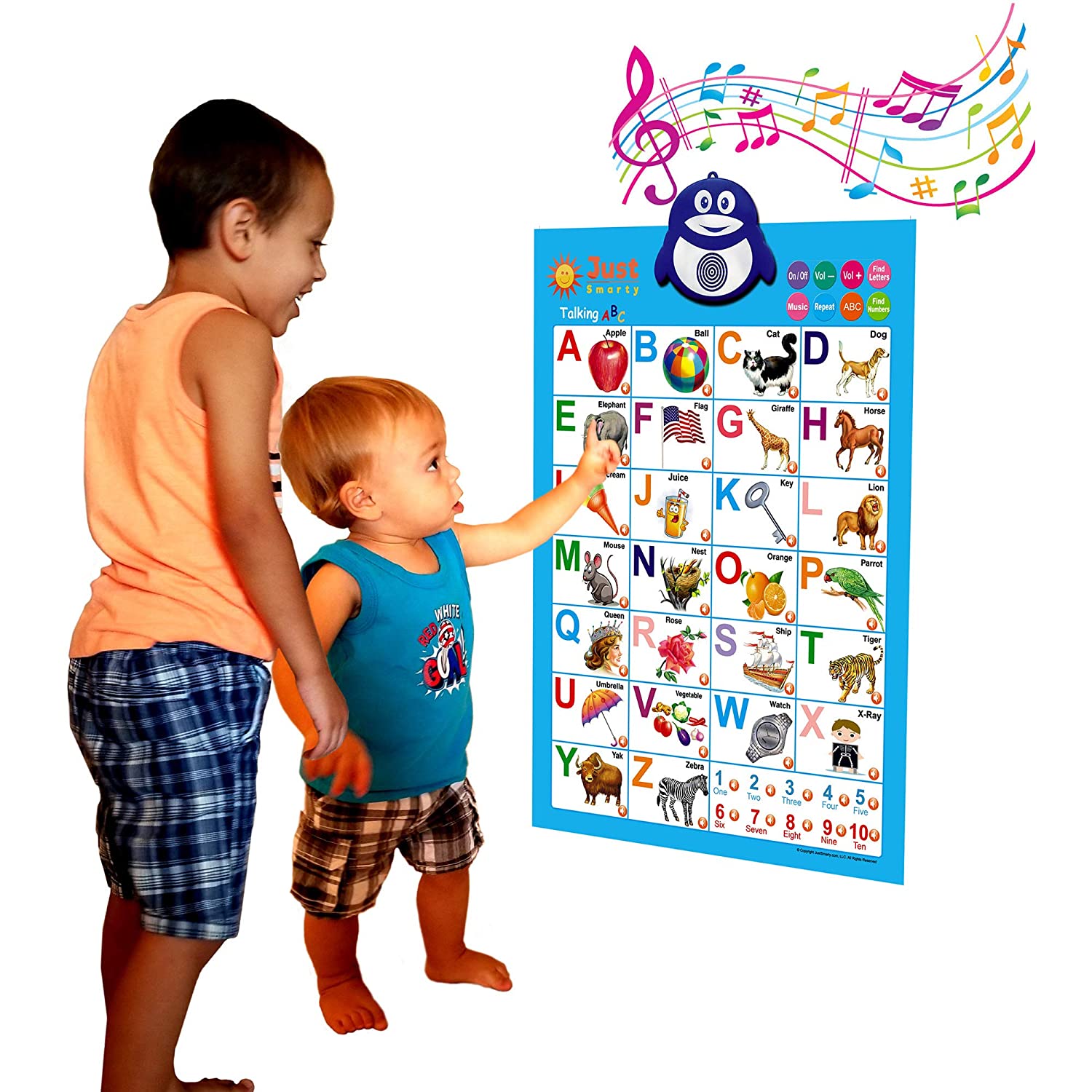 Just Smarty Electronic Interactive Alphabet Wall Chart, Talking ABC & 123s & Music Poster