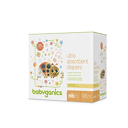 Babyganics Ultra Absorbent Diapers, NB, 96 Count