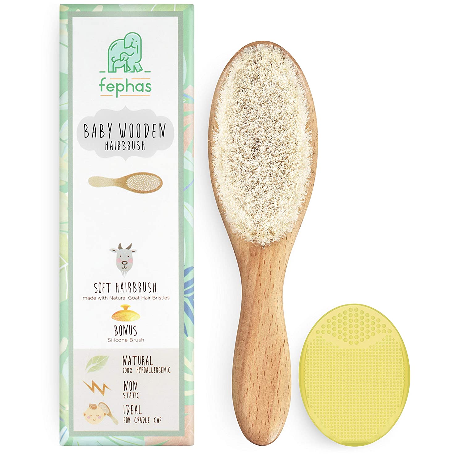 Wooden Baby Goat Hair Brush| Eco Friendly Hairbrush for Newborn and Toddler Girl/Boy