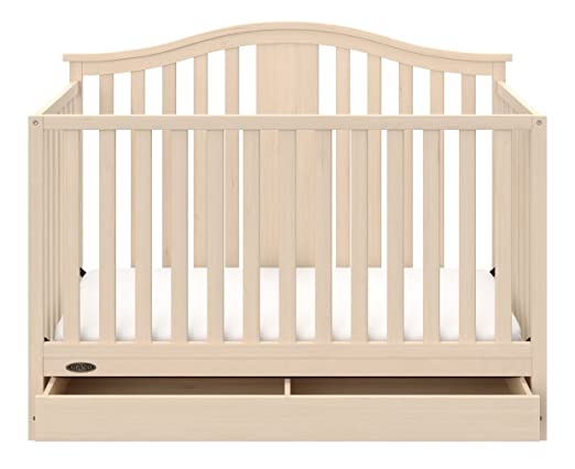 Graco Solano 4 in 1 Convertible Crib with Drawer, Whitewash, Easily Converts to Toddler Bed Day Bed or Full Bed, Three Position Adjustable Height Mattress, Assembly Required (Mattress Not Included)