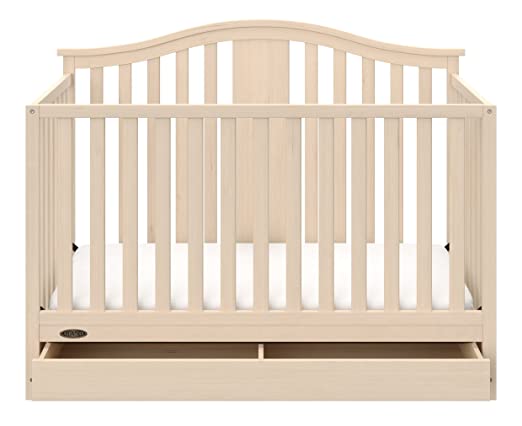 Graco Solano 4 in 1 Convertible Crib with Drawer, Whitewash, Easily Converts to Toddler Bed Day Bed or Full Bed, Three Position Adjustable Height Mattress, Assembly Required (Mattress Not Included)