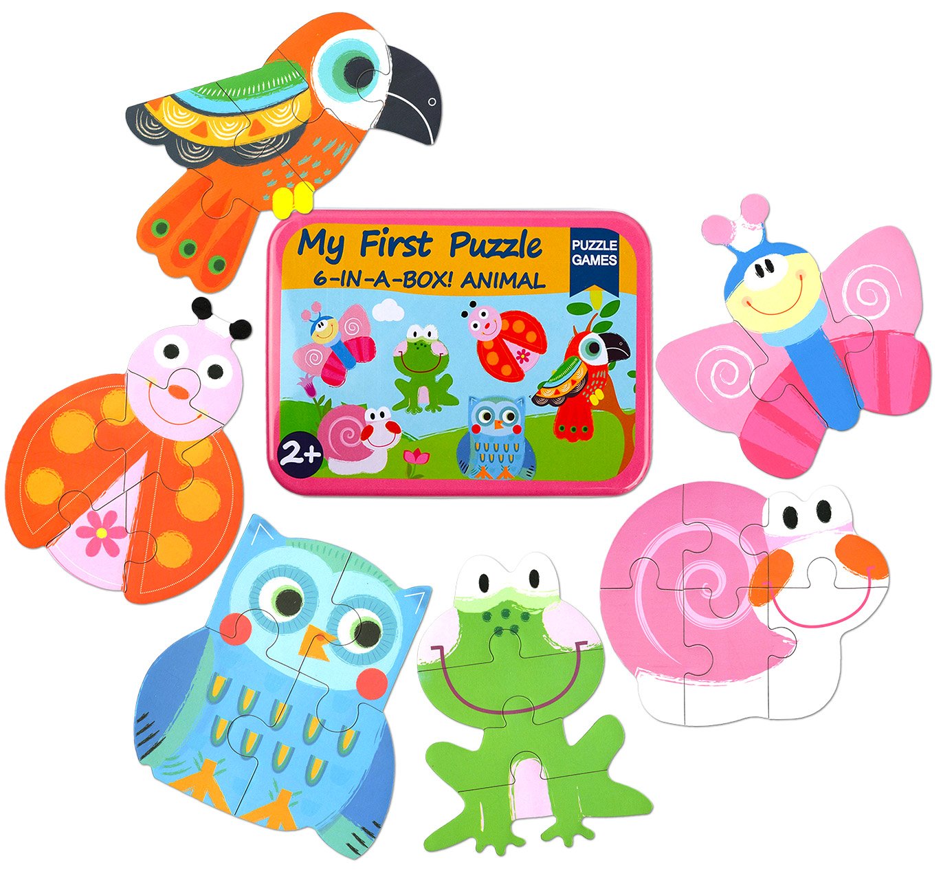 Vileafy Simple Floor Puzzles for Toddlers, 6-in-1 Beginners Jigsaw Puzzles