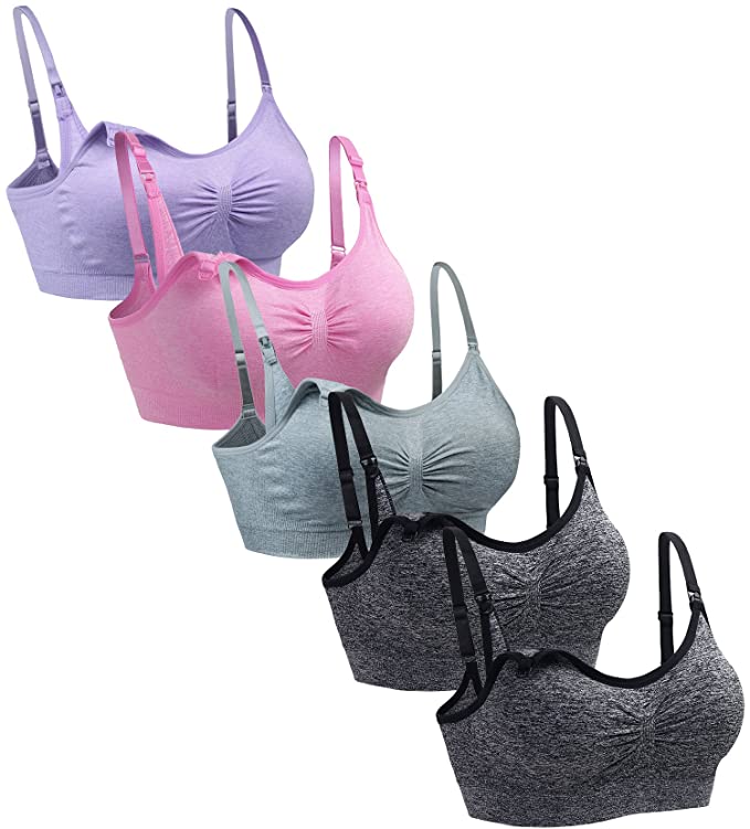 Suekaphin 5PACK Nursing Bra Wireless Bra Women's Sleeping Maternity Bra Breastfeeding Bra