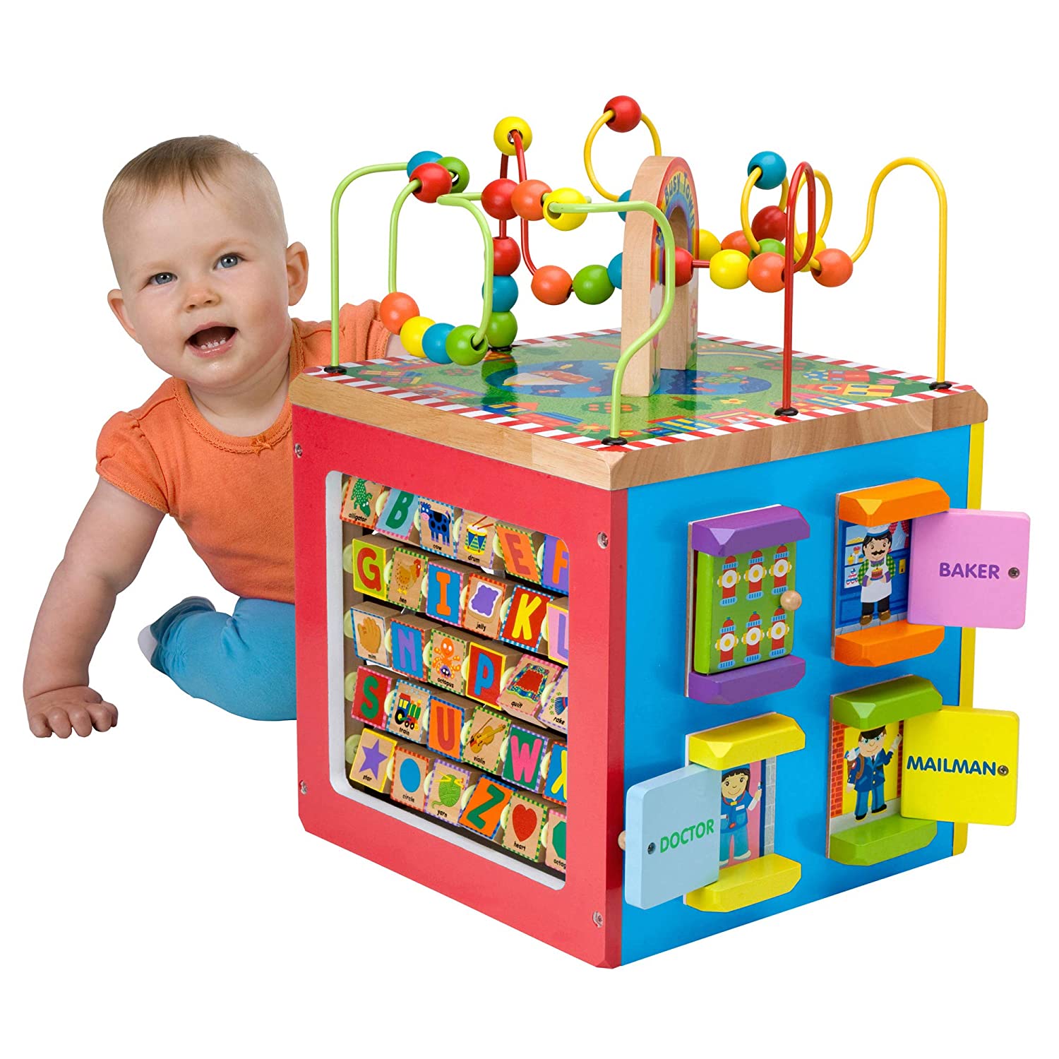 ALEX Discover My Busy Town Wooden Activity Cube