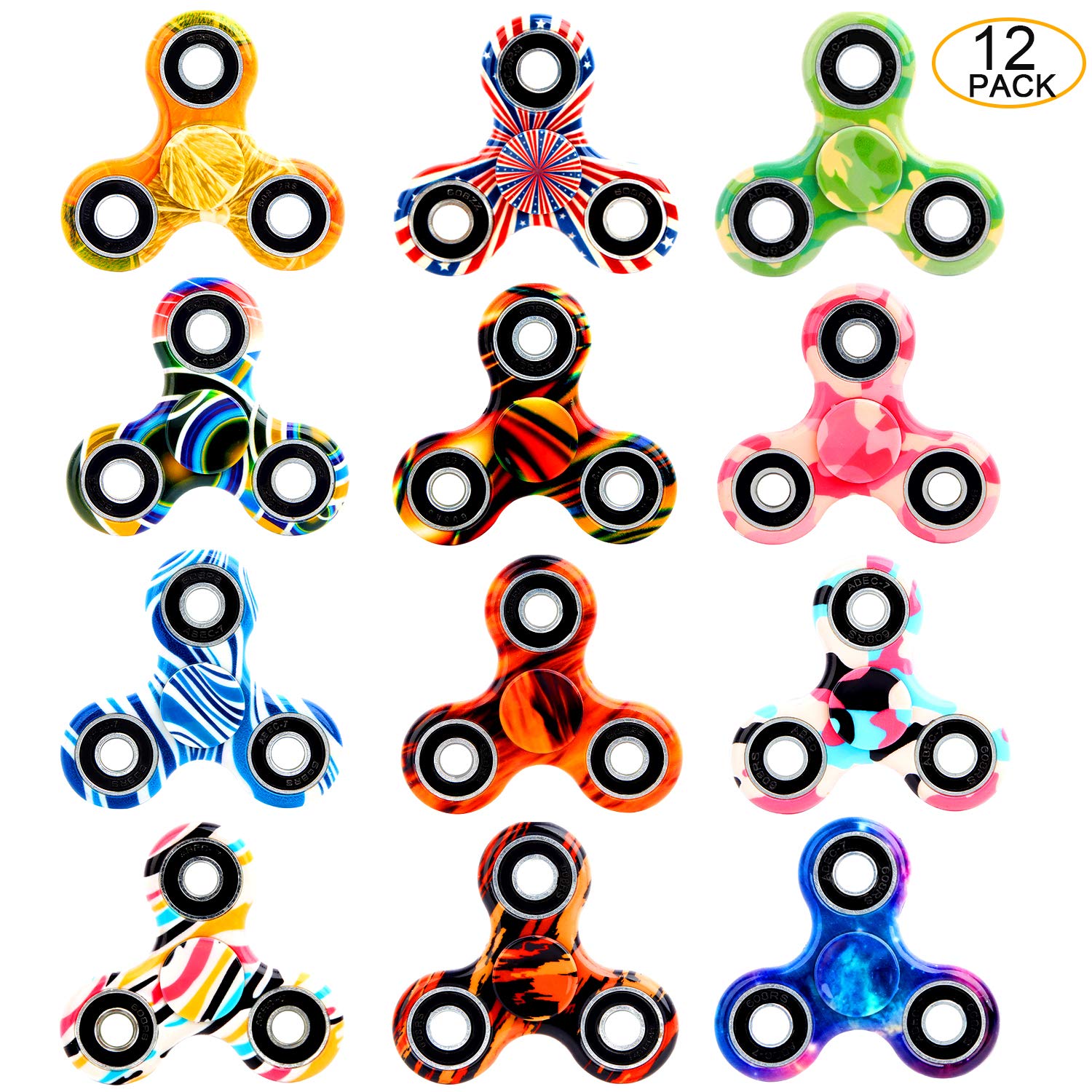 SCIONE Fidget Spinner 12 Pack ADHD Stress Relief Anxiety Toys Best Autism Fidgets Spinners