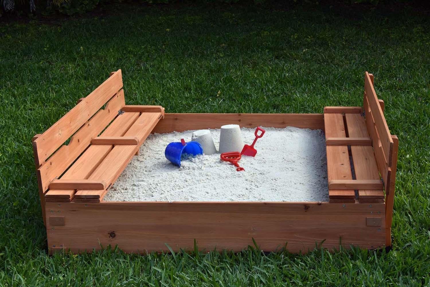 Naomi Home Kids Cedar Sandbox with 2 Benches