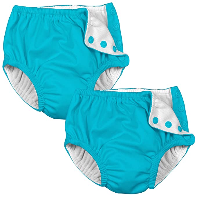 i play. 2 Pack Absorbent Cloth Reusable Toddler Swim Diapers Aqua Blue 3T