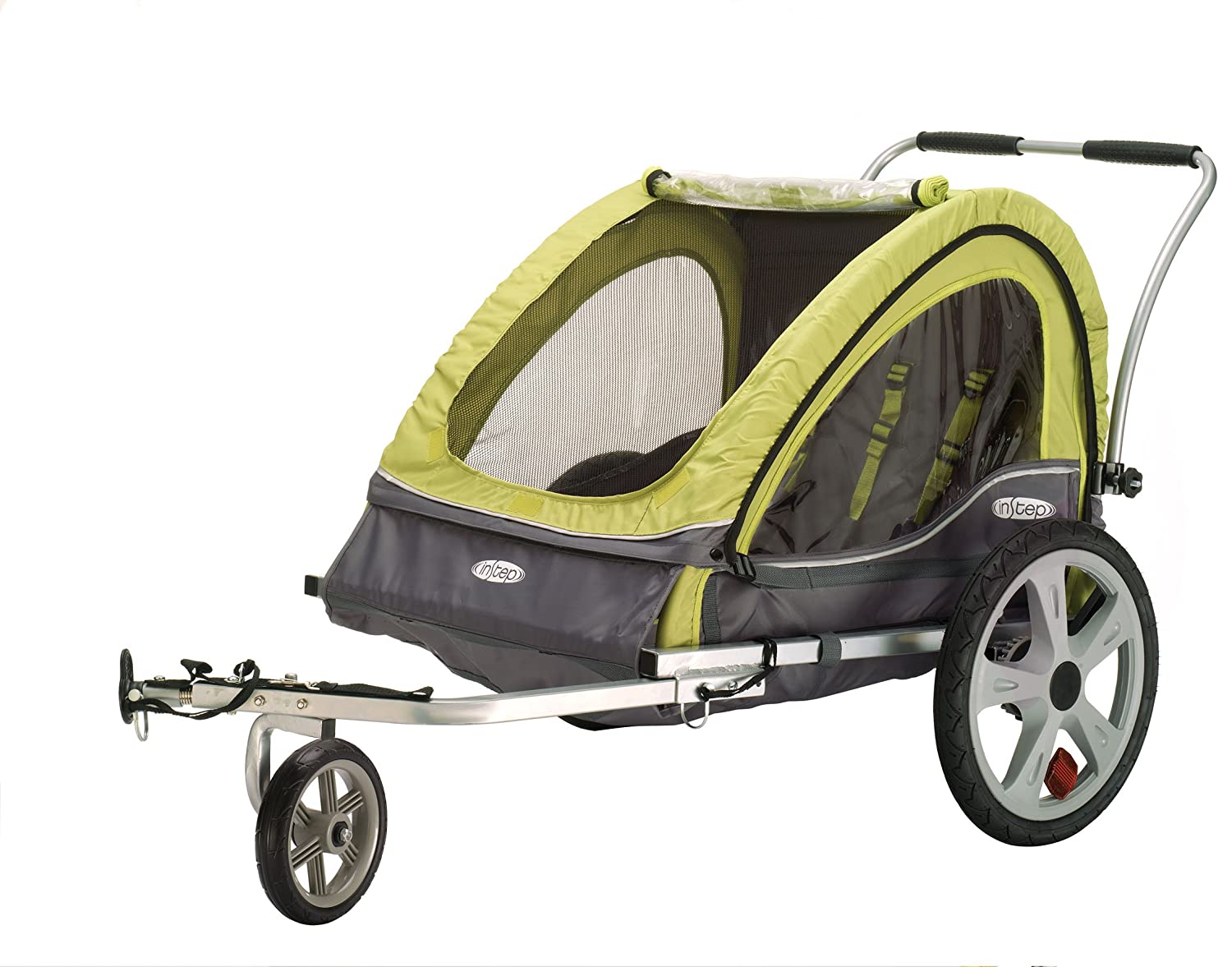 InStep Sierra Double Seat Foldable Tow Behind Bike Trailers, Converts to Stroller/Jogger, Featuring 2-in-1 Canopy and 20-Inch Wheels, for Kids and Children, Multiple Colors Available