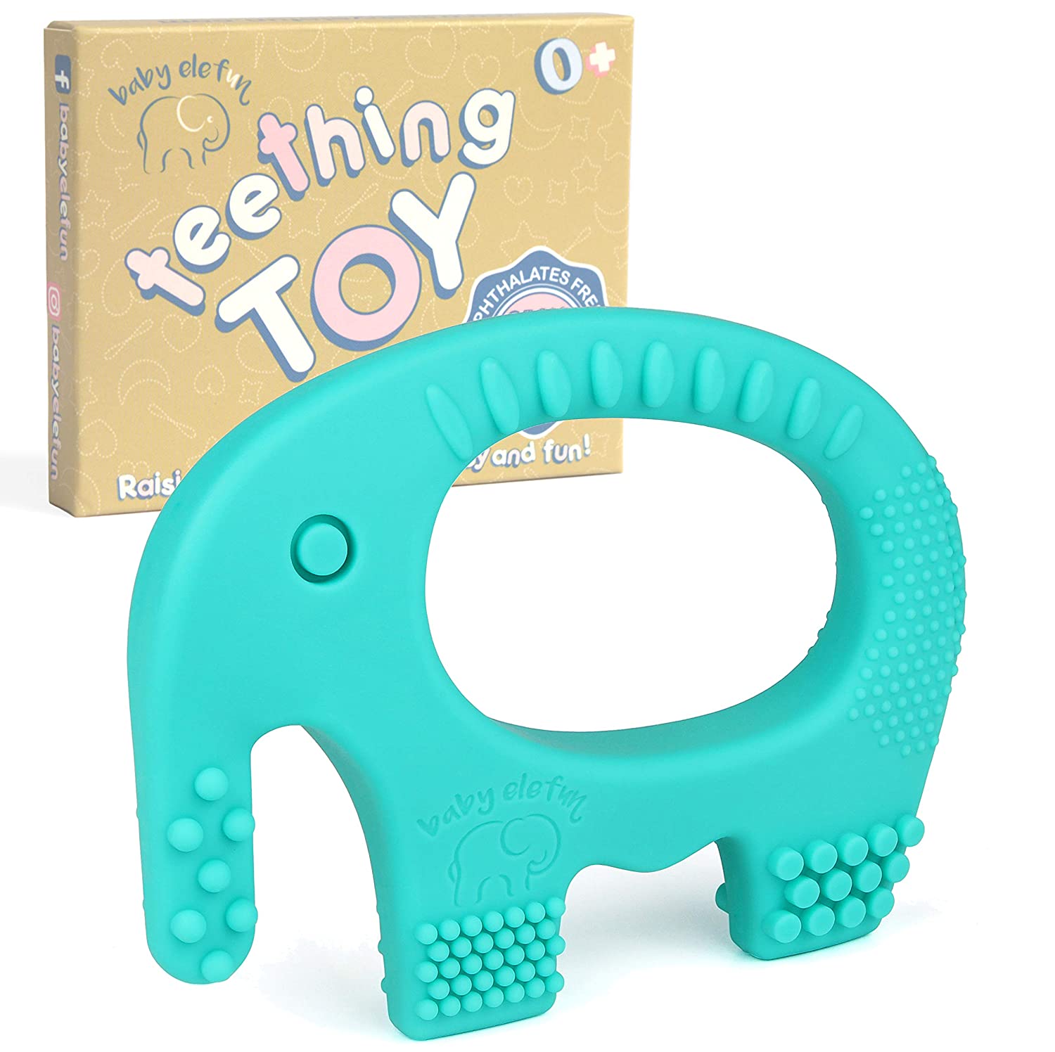 Baby Teething Toys - BPA Free Silicone - Easy to Hold, Soft and Highly Effective Cute Elephant Teether