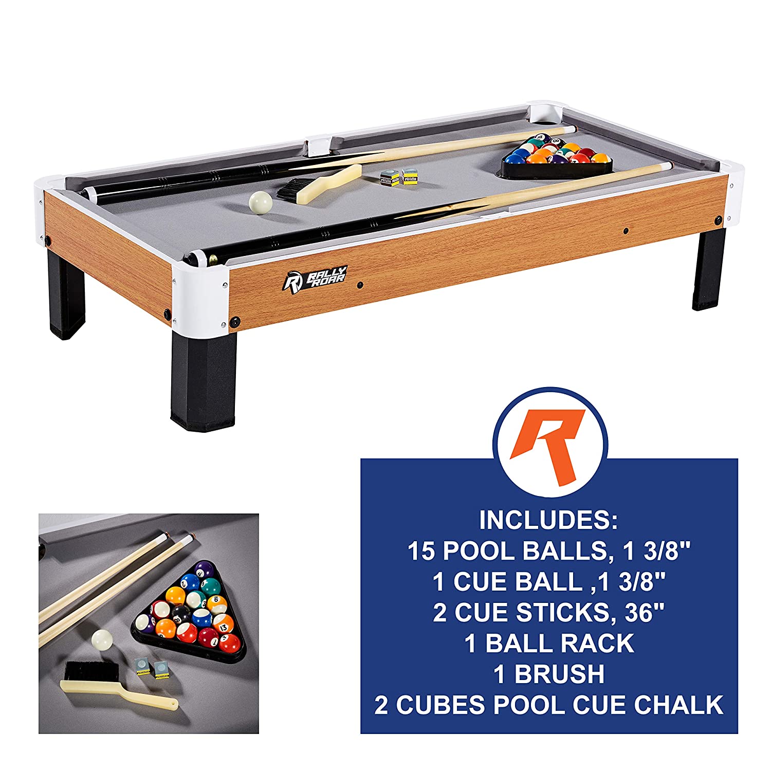 Rally and Roar Tabletop Pool Table Set and Accessories