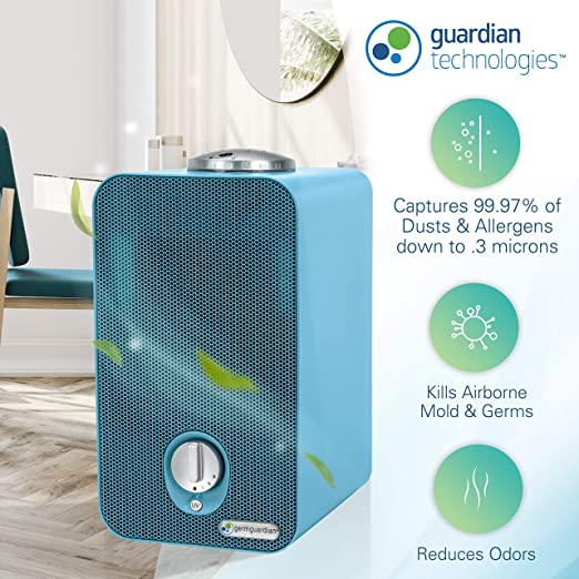 Germ Guardian AC4150BLCA 11” 4-in-1 HEPA Filter Air Purifier for Home & Kids Room