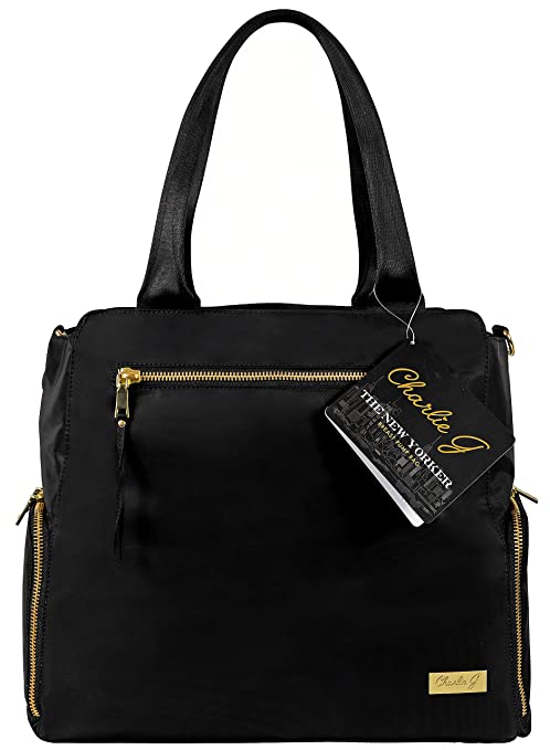 The New Yorker Breast Pump Bag by Charlie G, Black/Gold (Large)